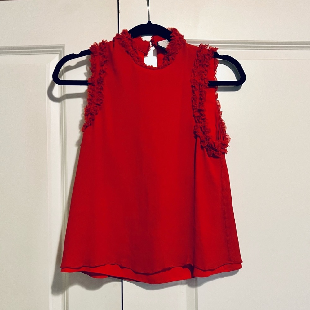 Alexis Red Ruffle Silk Top
